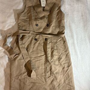 H&M Linen Blend Jacket Dress Size L NWT